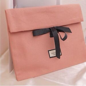 Gucci Beauty Pink Clutch with Black Bow